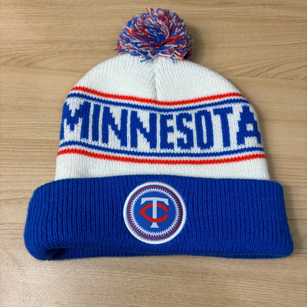 Minnesota Twins Hat Winter Cap Mens Blue Beanie Pom Pom MLB Baseball A6